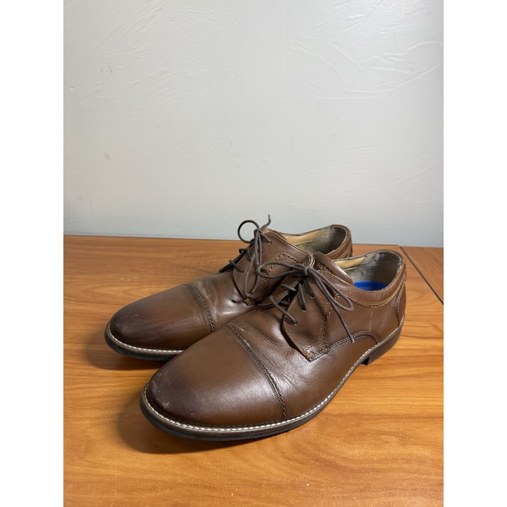 Nunn Bush Comfort Gel Mens 13M Cognac Brown Leather Cap Toe Oxford Dress Shoes